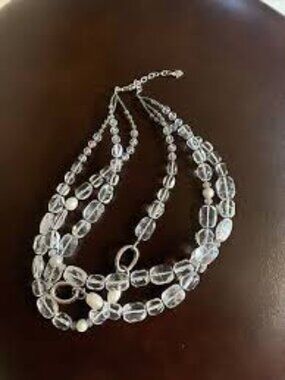 SILPADA 3-strand WHITE HEAT necklace, crystal, pearl .925 silver rings